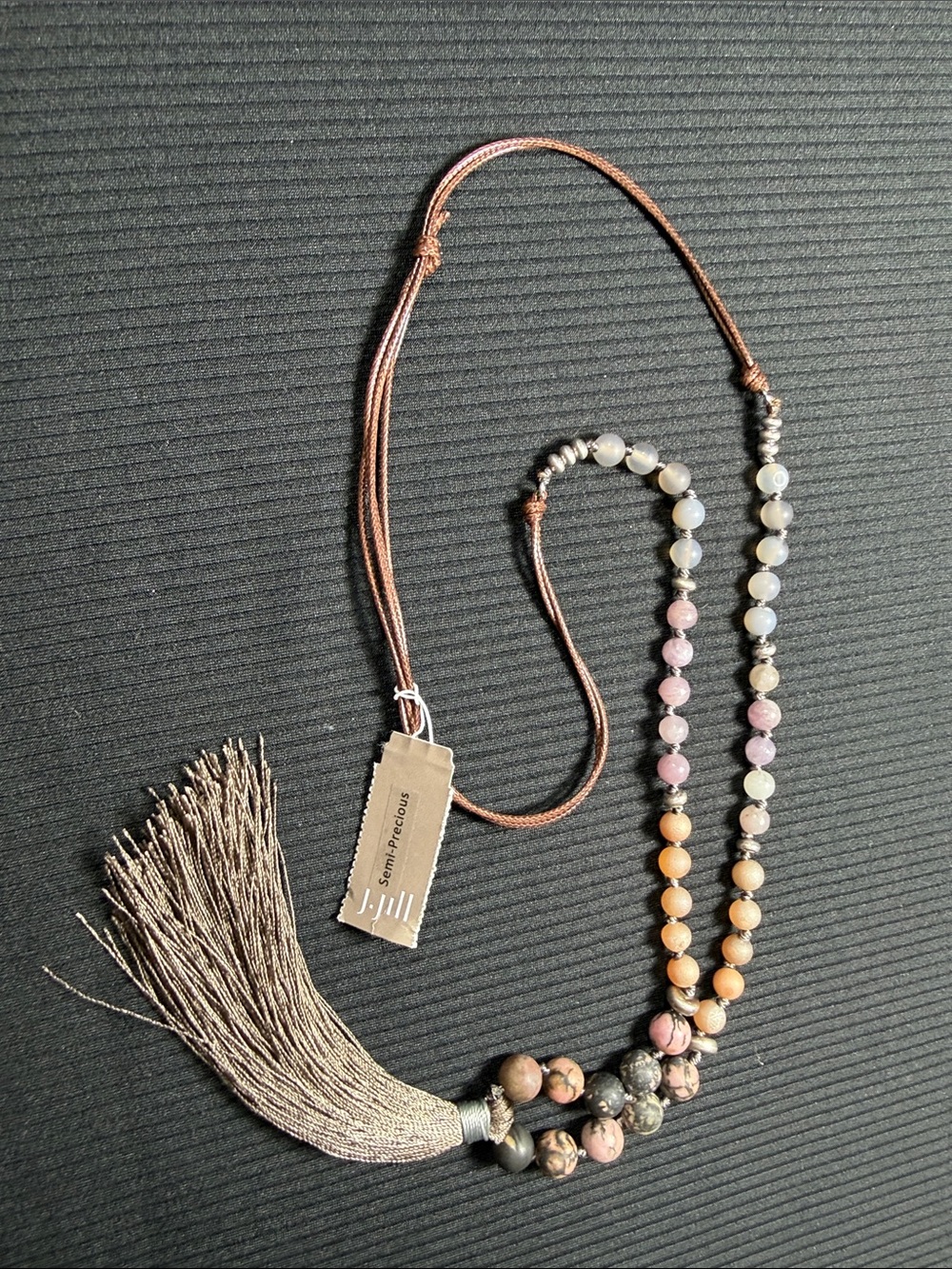J. Jill Multicolor Natural Stone Beaded Tassel Necklace